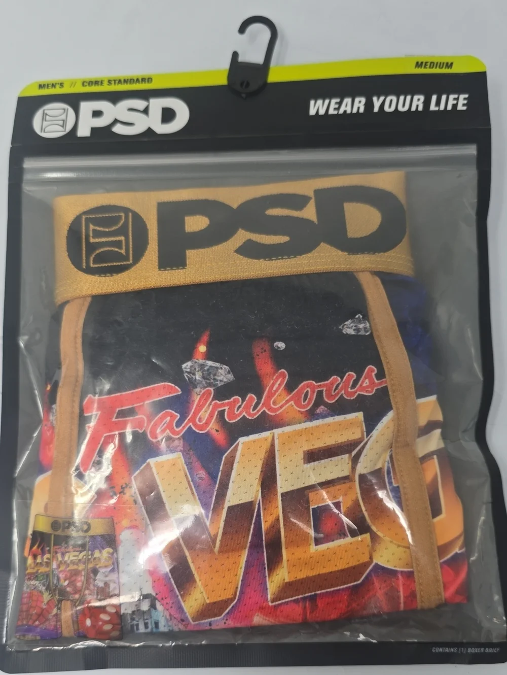 PSD Men’s 'Fabulous Vegas' Boxer Briefs - Gold Waistband, viva vegas